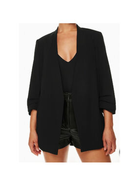 Babaton Power Hip Blazer Jacket Women’s Size 4 Black Tacked Sleeves Aritzia